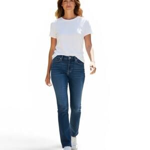 Ann Taylor Loft Curvy Straight Jeans Women's 25/ 0 Denim Stretch Cotton Blend